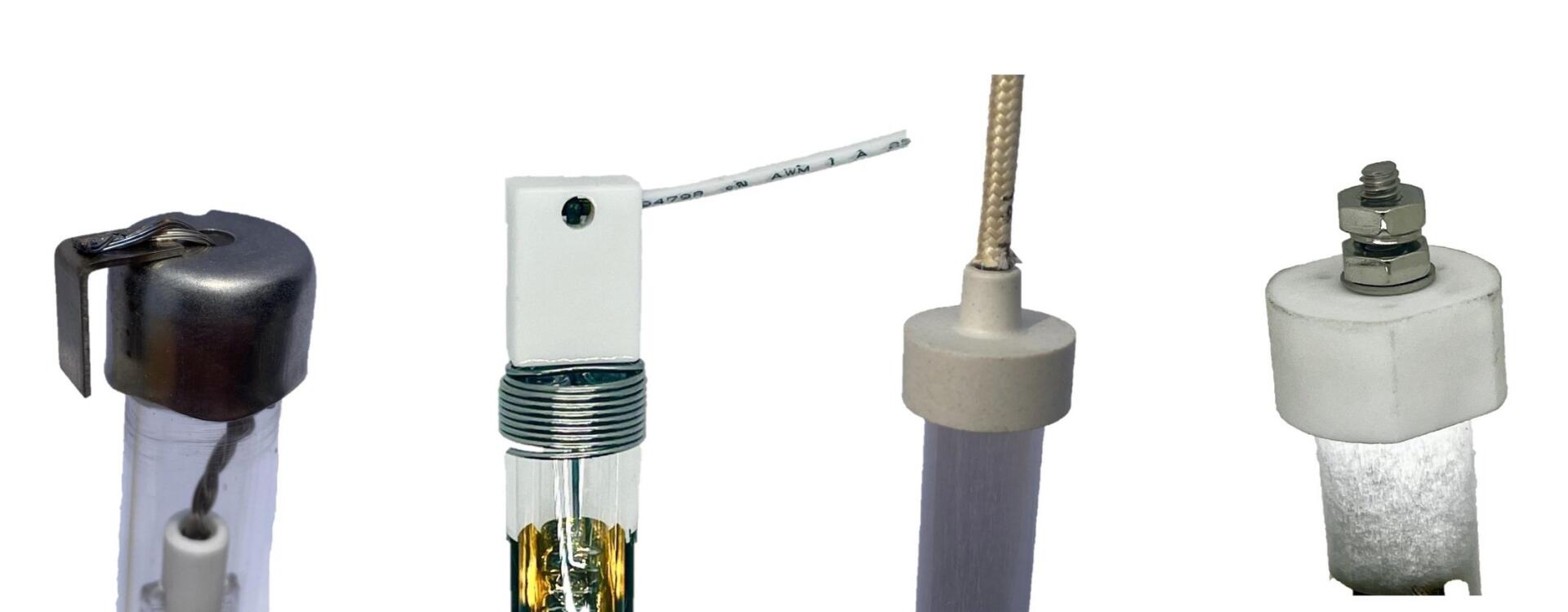 Variety of end caps and connectors for infrared lamps