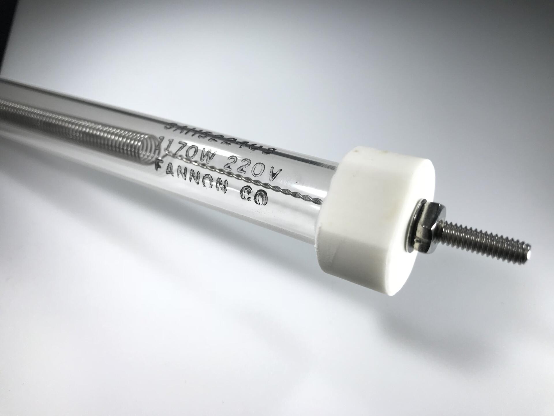 Closeup of a Fannon replacement infrared bulb end cap for Fostoria lamps